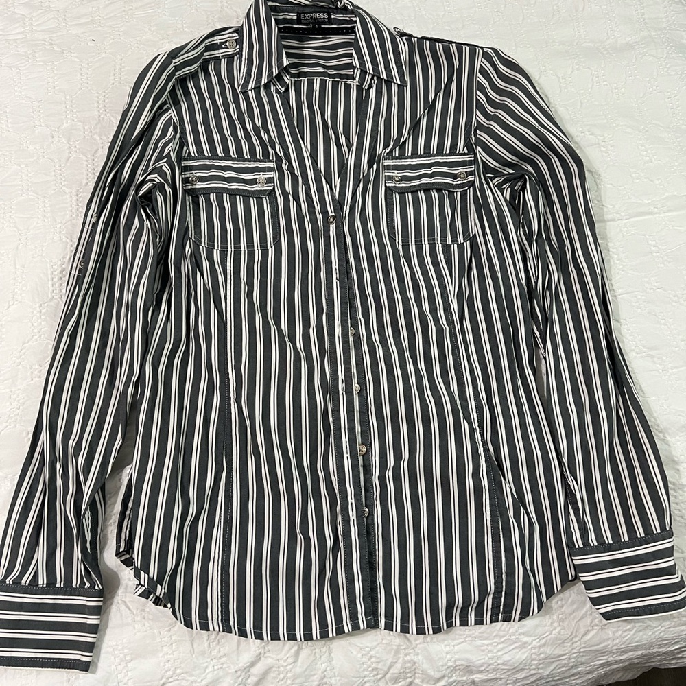Express Striped Button-Up Shirt